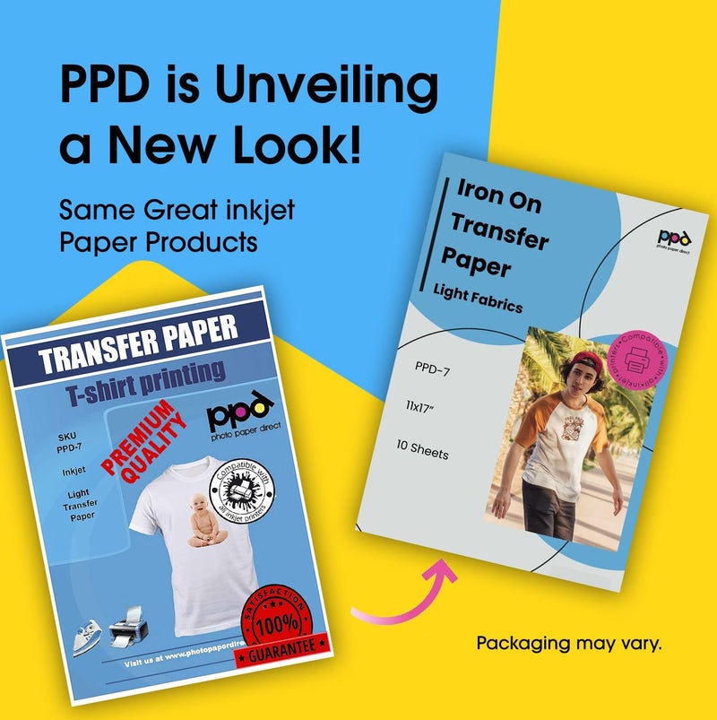 PPD 10 Sheets 11x17" - Inkjet Iron-on Heat Transfer Paper for White & Light Fabric and T-Shirts - Premium - PPD-7-10 - Image 2